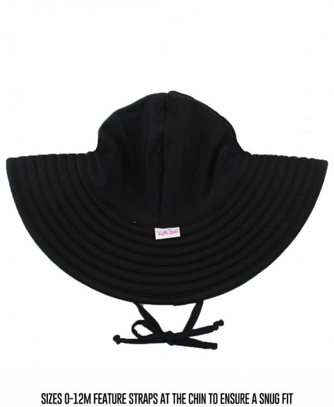 RuffleButts Black Swim Hat Clothing RuffleButts   