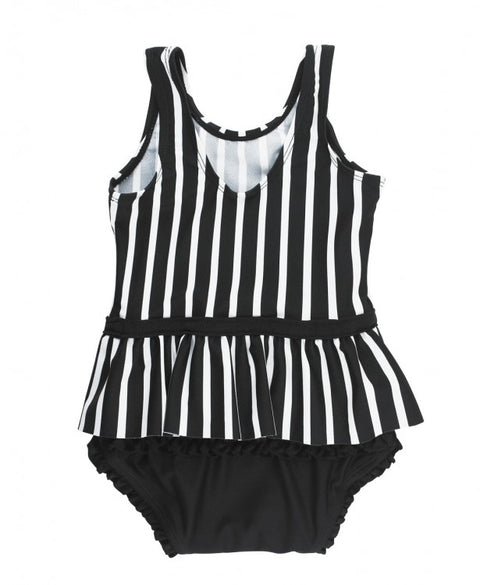 RuffleButts | One Piece Skirted ~ Black & White Stripe Clothing RuffleButts   