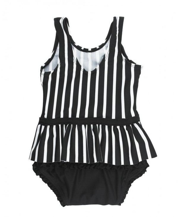 RuffleButts | One Piece Skirted ~ Black & White Stripe Clothing RuffleButts   