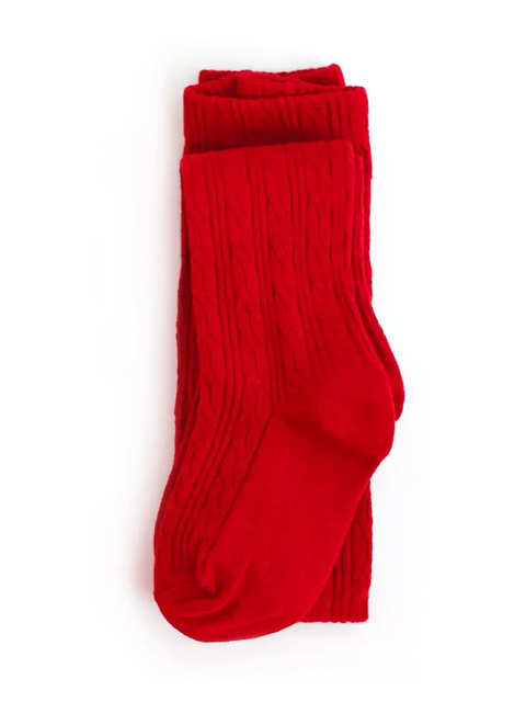 Little Stocking Co  | Cable Knit Tights ~ Bright Red Clothing Little Stocking Co   