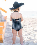 RuffleButts | Halter One Piece Swimsuit ~ Black and White Clothing RuffleButts   