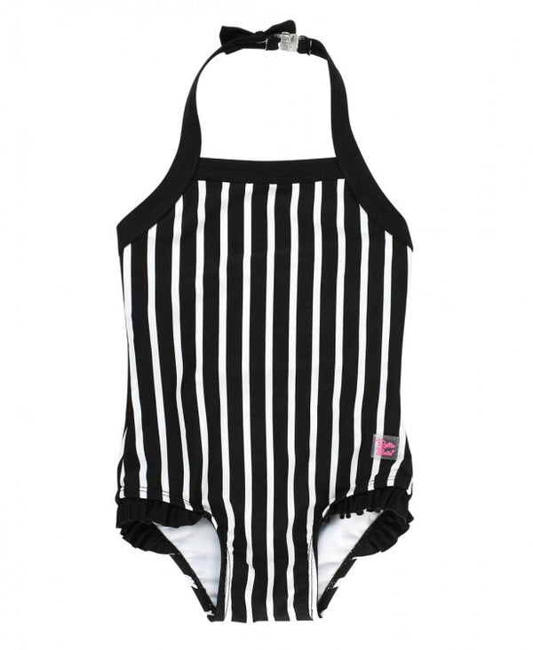 RuffleButts | Halter One Piece Swimsuit ~ Black and White Clothing RuffleButts   