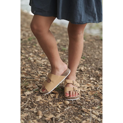 Pupeez Girls Comfort Sandals Buckle Adjustable Slip-on ~ Beige Shoes Pupeez   