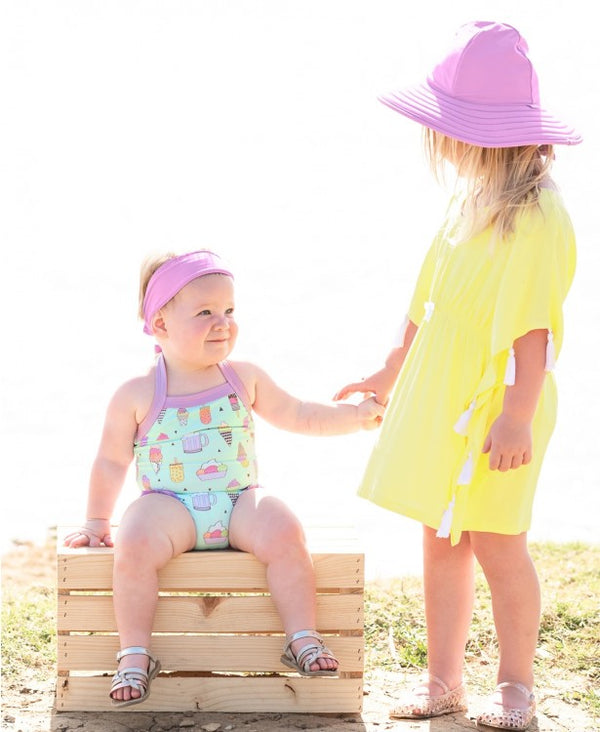 Rufflebutts Lemon Tassel Kaftan Cover-Up Clothing RuffleButts   