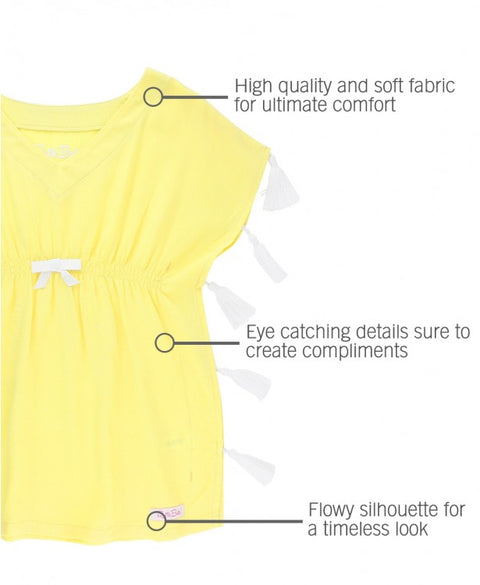 Rufflebutts Lemon Tassel Kaftan Cover-Up Clothing RuffleButts   
