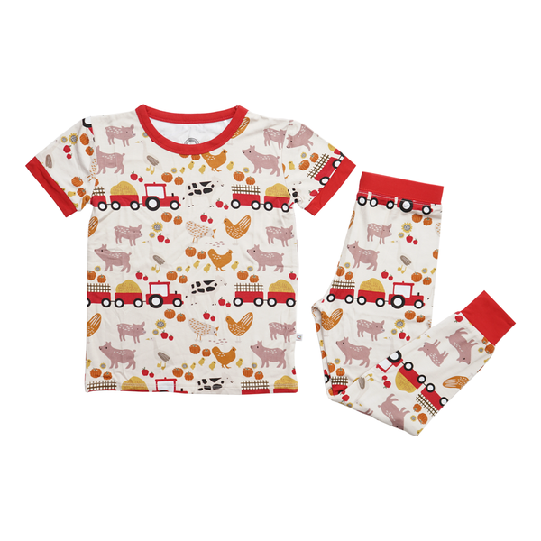 Emerson and Friends - Farm Friends Short Sleeve Bamboo Toddler Kids Pajama Set Clothing Emerson and Friends   