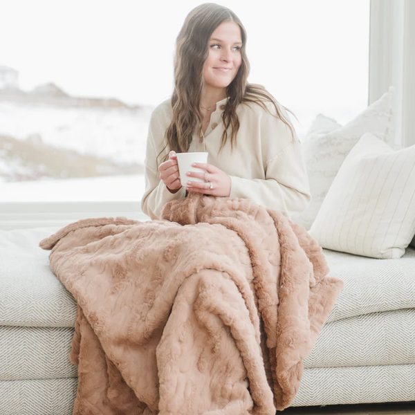 Saranoni Fuax Fur Line | Patterned Rouge Blanket Bedding Saranoni   
