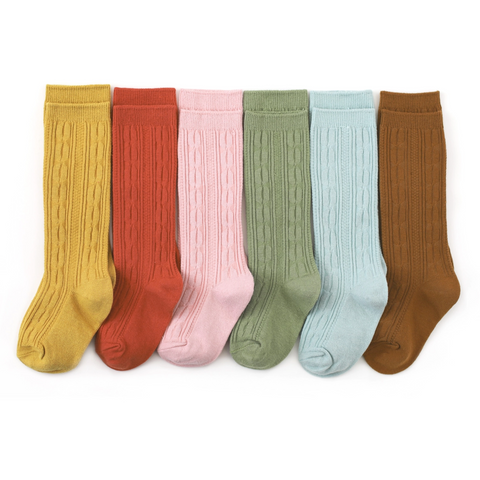 Little Stocking Co  | Knee High Cable Knit Socks 6 Pack ~ Garden Party Clothing Little Stocking Co   