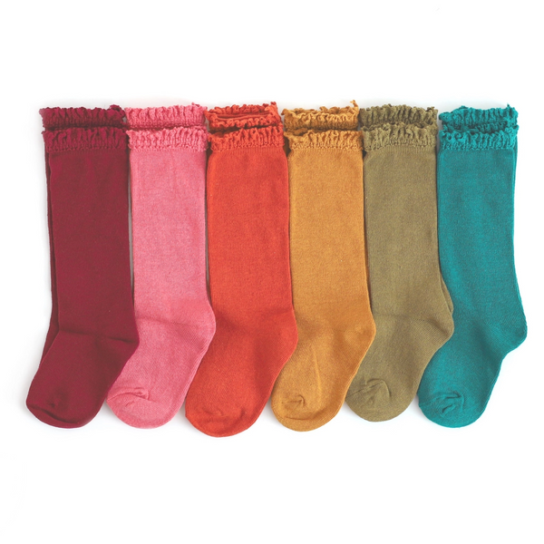 Little Stocking Co  | Knee High Lace Top Knit Socks 6 Pack ~ Golden Hour Clothing Little Stocking Co   
