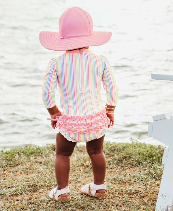 RuffleButts Pink Swim Hat Clothing RuffleButts   