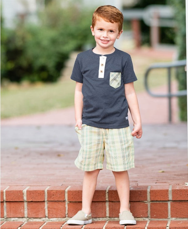 RuggedButts ~ Heather Navy Pocket Henley Tee Clothing RuggedButts   