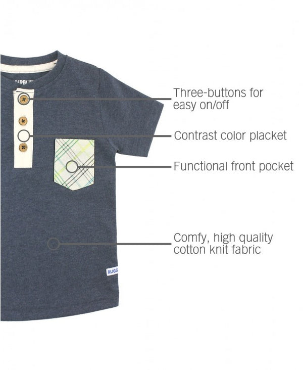 RuggedButts ~ Heather Navy Pocket Henley Tee Clothing RuggedButts   