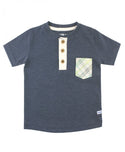 RuggedButts ~ Heather Navy Pocket Henley Tee Clothing RuggedButts   