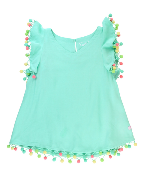 Rufflebutts | Pom Pom Butterfly Cover-Up ~ Island Blue Clothing RuffleButts 12-24m  