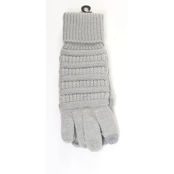 CC Beanie | Adult Gloves Metalic Cable Knit ~ Silver Clothing CC Beanie   