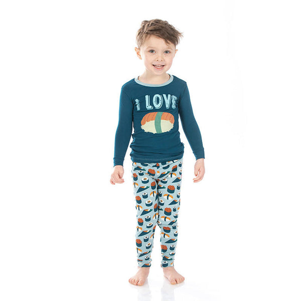 Kickee Pants Long Sleeve Graphic Tee Pajama Set  ~ Jade Sushi Clothing Kickee Pants   