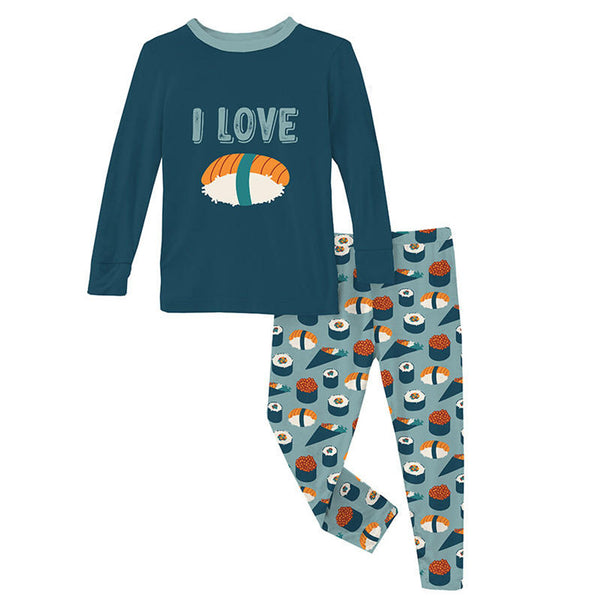 Kickee Pants Long Sleeve Graphic Tee Pajama Set  ~ Jade Sushi Clothing Kickee Pants   