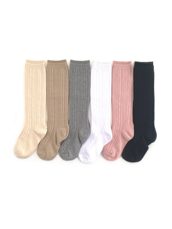 Little Stocking Co  | Knee High Cable Knit Socks 6 Pack ~ Basics & Neutrals Clothing Little Stocking Co   
