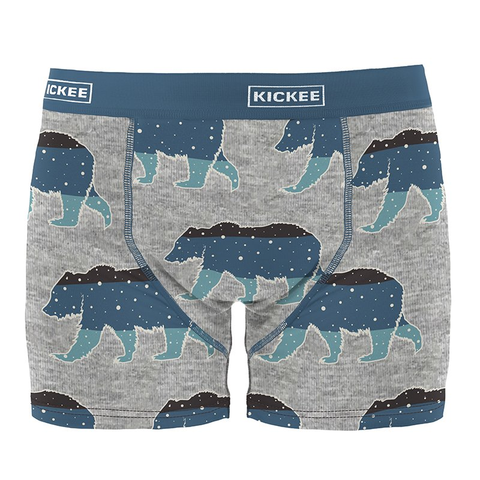 Kickee Pants | Men's Boxer Brief ~ Heather Mist Night Sky Bear Clothing Kickee Pants   