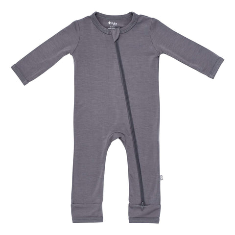 Kyte Baby - Zippered Long Sleeve Romper In Charcoal Clothing Kyte Baby Clothing   