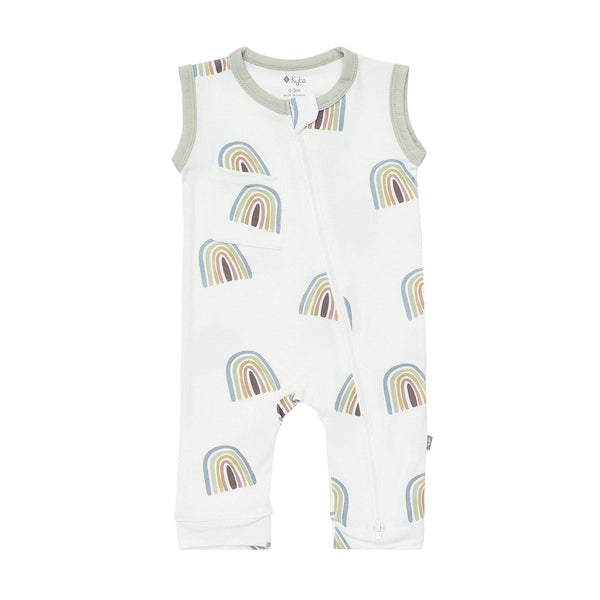 Kyte Baby - Print Zippered Romper In Aloe Rainbow Clothing Kyte Baby Clothing   