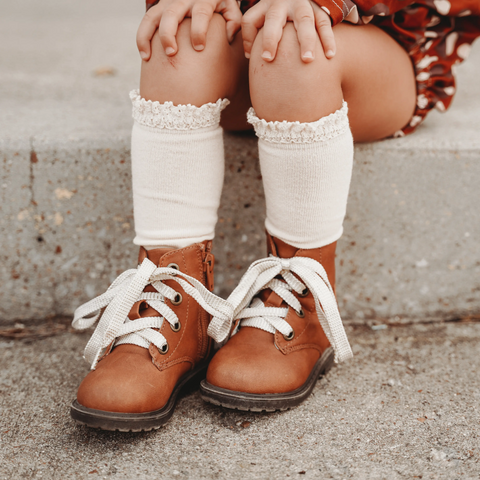 Little Stocking Co  | Knee High Lace Top Knit Socks 6 Pack ~ Basics & Neutrals Clothing Little Stocking Co   