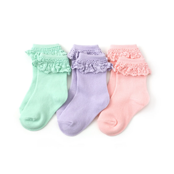 Little Stocking Co  | Laced Midi Socks 3 Pack ~ Tea Party Clothing Little Stocking Co   