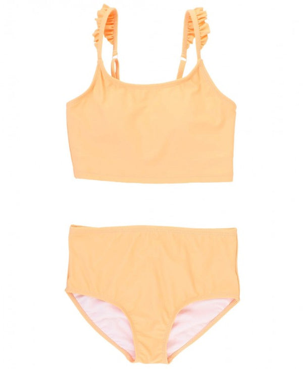 RuffleButts | Cropped Long Sleeve Rash Guard Bikini 3 pc Set ~ Birds of Paradise Clothing RuffleButts   