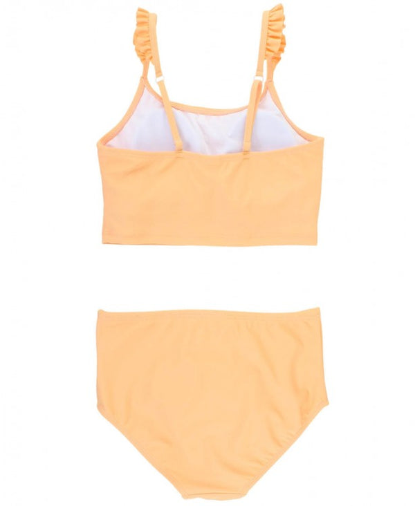 RuffleButts | Cropped Long Sleeve Rash Guard Bikini 3 pc Set ~ Birds of Paradise Clothing RuffleButts   