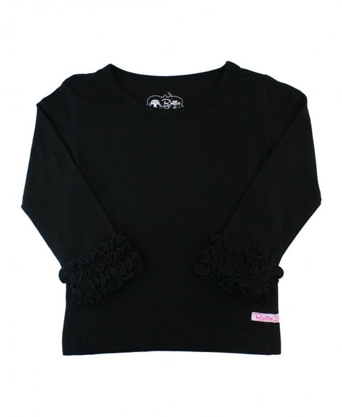 RuffleButts ~ Black Ruffled Long Sleeve Layering Tee Clothing RuffleButts   