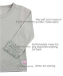 RuffleButts ~ Grey Ruffled Long Sleeve Layering Tee Clothing RuffleButts   