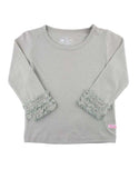 RuffleButts ~ Grey Ruffled Long Sleeve Layering Tee Clothing RuffleButts   