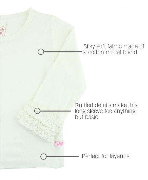 RuffleButts ~ Ivory Ruffled Long Sleeve Layering Tee Clothing RuffleButts   
