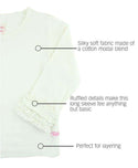 RuffleButts ~ Ivory Ruffled Long Sleeve Layering Tee Clothing RuffleButts   