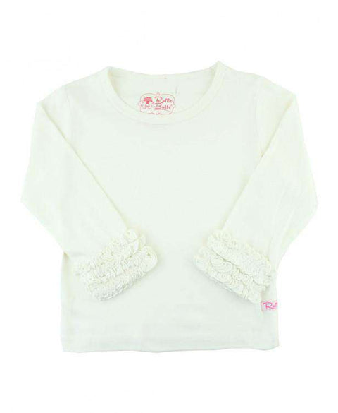 RuffleButts ~ Ivory Ruffled Long Sleeve Layering Tee Clothing RuffleButts   