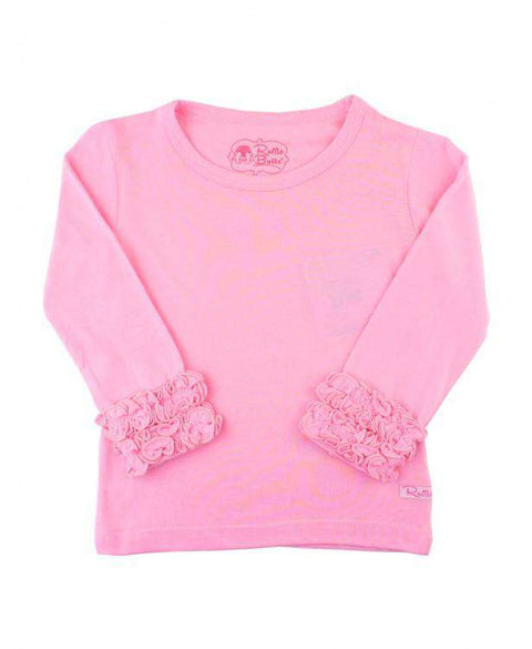 RuffleButts ~ Pink Ruffled Long Sleeve Layering Tee Clothing RuffleButts   