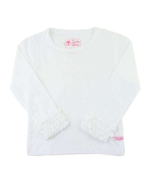 RuffleButts ~ White Ruffled Long Sleeve Layering Tee Clothing RuffleButts   