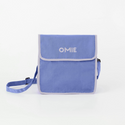 Lavender lunch tote with shoulder strap. The tote has lilac trim around the edges.