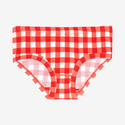 1 Pair brief underwear. Red and white gingham print. 