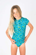 Mahina Mer'Swim Wear | Swim Shirt ~ Aqua Size 12 Clothing Mahina   
