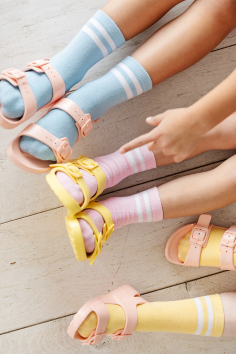 Little Stocking Co  | Midi Socks 3 Pack ~ Pastel Striped Clothing Little Stocking Co   