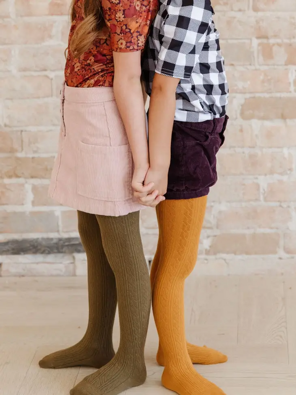 Little Stocking Co  | Cable Knit Tights ~ Mustard Clothing Little Stocking Co   