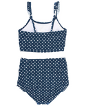 RuffleButts | Tween Ruffle Strap Bikini ~ Navy Polka Dot Clothing RuffleButts   