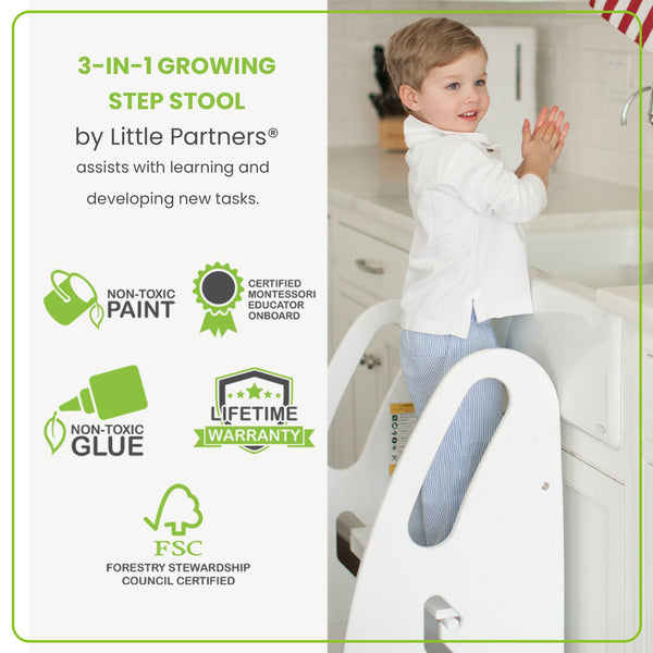 Little Partners 3-in-1 Growing Step Stool | Olive Green BabyGear Learning Tower by Little Partners   