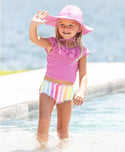 RuffleButts | Ruffled Tankini ~ Rainbow Dream Stripe Orchid Clothing RuffleButts   