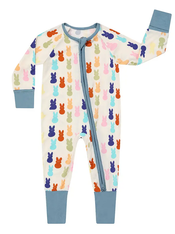 Emerson and Friends - Peeps Easter Bunny Bamboo Convertible Romper Sleeper Pajama Baby Clothing Emerson and Friends   