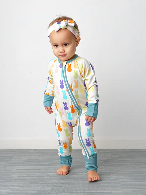 Emerson and Friends - Peeps Easter Bunny Bamboo Convertible Romper Sleeper Pajama Baby Clothing Emerson and Friends   