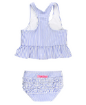 RuffleButts | Peplum Tankini ~ Periwinkle Blue Seersucker Clothing RuffleButts   