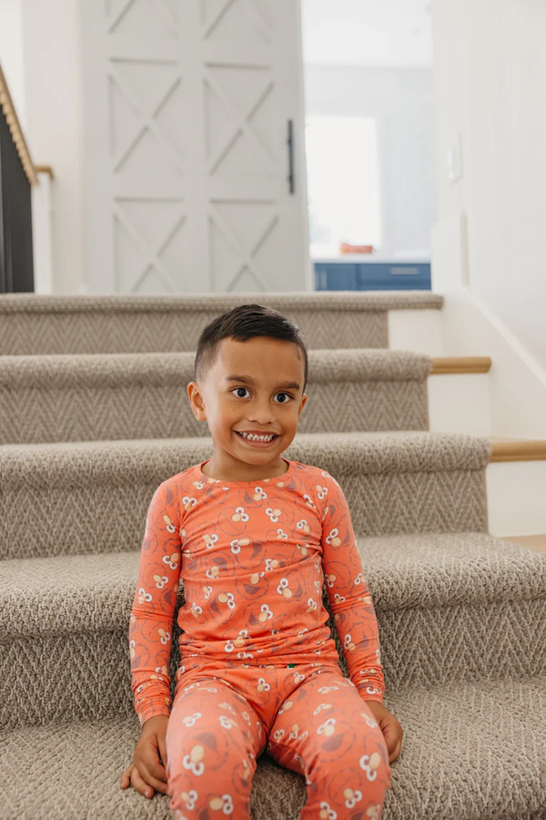 Copper Pearl x Sesame Street | 2 Piece Long Sleeve Pajama Set ~ Elmo Clothing Copper Pearl   