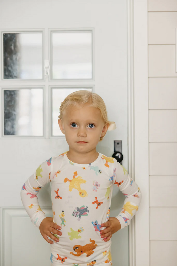 Copper Pearl x Sesame Street | 2 Piece Long Sleeve Pajama Set ~ Sesame Friends Clothing Copper Pearl   